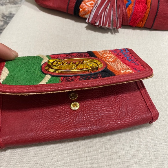 Vintage COOGI rare knitted red gold multicolor purse bag & wallet Hobo Shoulder - Picture 9 of 17